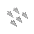 Detailed view of five polished silver pyramid charms for DIY jewelry making - Steel