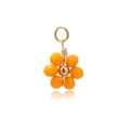 Handmade orange crystal flower pendant with gold loop for DIY necklaces and earrings - Orange