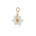 DIY flower charm with white faceted crystals and golden core for custom necklaces - White