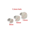 Detailed view of silver hammered metal stud earring blanks in 8mm 10mm and 12mm sizes - Diameter 10mm / Steel