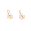 Pink crystal flower charm with gold wire wrap for DIY necklace and earring making - Pink