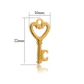 Colgante de llave dorada con forma de corazón, textura trenzada y altura de 22mm - Estilo Llave Mango Corazón Retorcido Dorada (F1309GDK4)