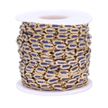 Cuban chain link in gold finish with dark blue enamel inlay for DIY jewelry making - Sapphire Blue