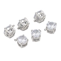 Macro detail of 6-piece silver claw setting cubic zirconia charms for DIY jewelry making - Diameter 7mm / Steel
