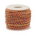 Catena cubana in acciaio inossidabile dorato e smalto rosa per gioielli fai da te - Larghezza 6mm*1m / Rosa