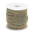 Golden Cuban link chain with sky blue enamel finish on a white plastic spool - Blue