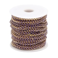 Purple enamel and gold stainless steel Cuban chain roll for DIY jewelry making - Purple