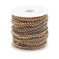 DIY Cuban chain roll in gold-plated stainless steel with dark blue enamel links - Sapphire Blue