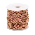 Pink enamel Cuban link chain for DIY jewelry making wound on a plastic spool - Rose Red