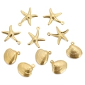 18k gold-plated stainless steel starfish and seashell charms for DIY jewelry making - Gold Starfish (15*19mm) / Gold