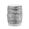 Close-up of 5mm silver stainless steel oval link chain wound on a white spool - Steel Color Chain Width 4mm*1m
