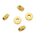 Five gold 6mm stainless steel gear-shaped wheel beads for DIY jewelry making - Twill Weave / Gold