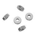 Set of five silver 6mm checkered stainless steel beads for DIY jewelry making - Twill Weave / Steel