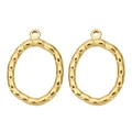 Macro detail of 18k gold-plated stainless steel hollow pendant with hammered texture finish - Gold
