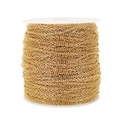 DIY 18k gold plated stainless steel cable chain on a white plastic spool - Wire 0.5mm-Width 2mm / Gold