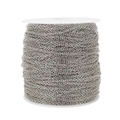 Close-up of bright silver stainless steel cable chain roll for DIY jewelry making - Wire 0.5mm-Width 2mm / Steel