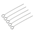 Polished silver stainless steel eye pins for DIY jewelry making and bead stringing - 15mm / Steel