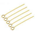 Five gold-plated stainless steel eye pins for DIY jewelry making with a mirror finish - 15mm / Gold