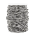 Silver stainless steel Rolo chain roll for DIY jewelry making and craft necklace supplies - 2mm Thickness / Steel