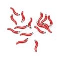 Polished red chili pepper charms with silver rings for DIY jewelry making - Small / Steel
