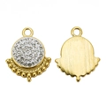 18k gold-plated fan-shaped pendant with rhinestones and white enamel inlay DIY accessory - White