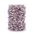 Dettaglio catena per gioielli fai-da-te con pietre naturali viola e perle su bobina - Viola (Catena d'Oro)