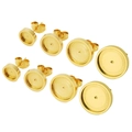 Set of gold stainless steel cabochon stud earring bases in four sizes for DIY jewelry - Inner Diameter 6mm / Gold