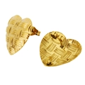 18k gold heart-shaped stud earrings featuring intricate woven texture and polished finish - Woven Heart / Gold