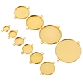 Golden stainless steel round pendant tray connectors for DIY jewelry making accessories - Inner Diameter 6mm / Gold