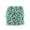 Green crystal cube beads and silver ball chain for DIY bohemian jewelry making - Silver Chain