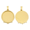 Detailed macro view of 18k gold plated stainless steel 3-hole teardrop jewelry base - Round 4 Loops - Inner 25mm / Gold