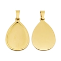 Polished gold teardrop pendant trays for jewelry making shown in front and back views - Teardrop Single Loop - Inner 18*25mm / Gold
