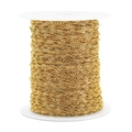 2mm 18k gold plated stainless steel water wave chain on a white spool for DIY jewelry - Gold