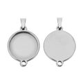 18k stainless steel round pendant trays for DIY jewelry making in polished silver - Round Double Loop - Inner 15mm / Steel