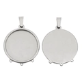 18k stainless steel round pendant tray with triple bottom loops for DIY jewelry - Round 4 Loops - Inner 25mm / Steel