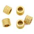 Macro detail of 18k gold plated stainless steel cylinder beads with diamond-cut texture - Gold / 10*10mm(Hole 6mm)