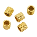 18K gold vacuum plated stainless steel four-layer checkered tube beads for DIY jewelry - Gold / 6*6mm(Hole 4mm)