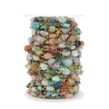 Chaîne en pierres naturelles colorées avec maillons dorés sur bobine pour bijoux DIY - Coloré