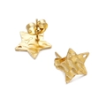Golden star stud earrings with hammered texture and hanging hole in 18k stainless steel - Five-pointed Star Gold