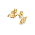 Golden hammered texture geometric stud earrings with small hole for DIY jewelry design - Diamond Gold