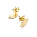 Golden leaf-shaped earring studs with hammered texture and bottom loop for DIY - Marquise Gold