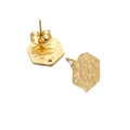 Textured 18k gold plated stainless steel hexagonal stud earring with DIY hanging loop - Hexagon Gold