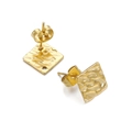 Square gold geometric earrings components with hammered texture and DIY hanging hole - Square Gold