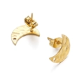 Golden crescent moon earrings with hammered texture and DIY charm hanging loop - Moon Gold