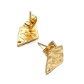 Golden irregular geometric stainless steel stud earrings with hammered texture finish - Sharp Rhombus Gold