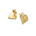 Golden irregular semi-circle earrings with hammered texture and 18k gold plating finish - Scallop Gold