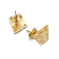 Golden irregular trapezoid stud earrings with hammered texture and DIY holes - Trapezoid Gold