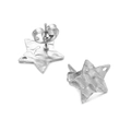 Silver star earrings with hammered texture and DIY holes in stainless steel finish - Five-pointed Star Steel