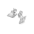 Silver square textured stainless steel earring posts with holes for DIY jewelry - Rhombus Steel Color