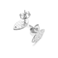 Silver leaf-shaped hammered texture stainless steel earring accessory for DIY jewelry - Horse Eye Shape Steel Color